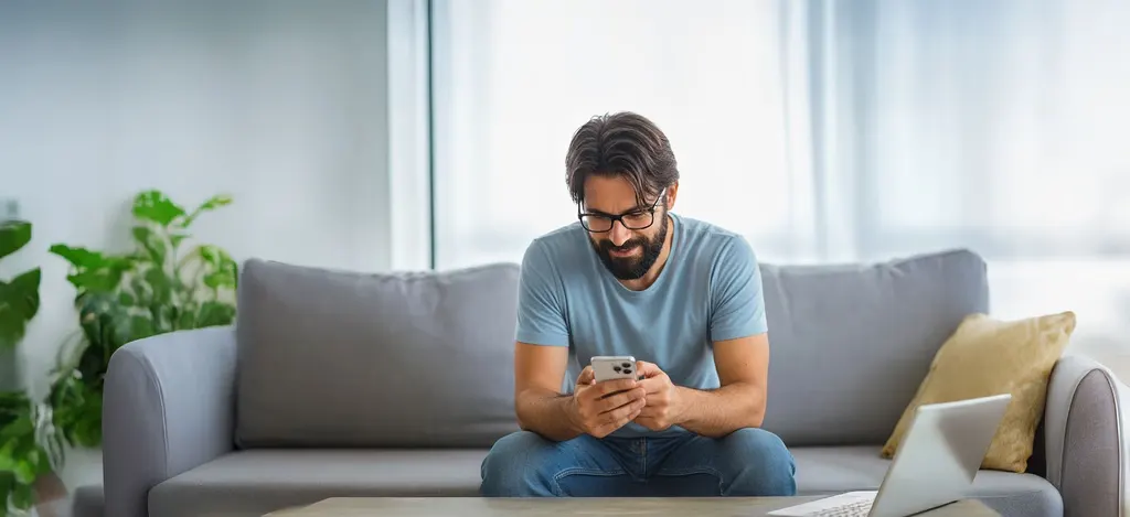 Telefonundan uygulamayı kullanan danışan